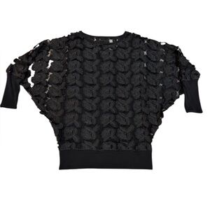 Eva Varro handcrafted in USA black batwing top, size Medium.